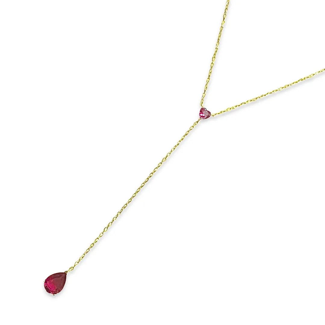 Laura Heart Teardrop Lariat Necklace