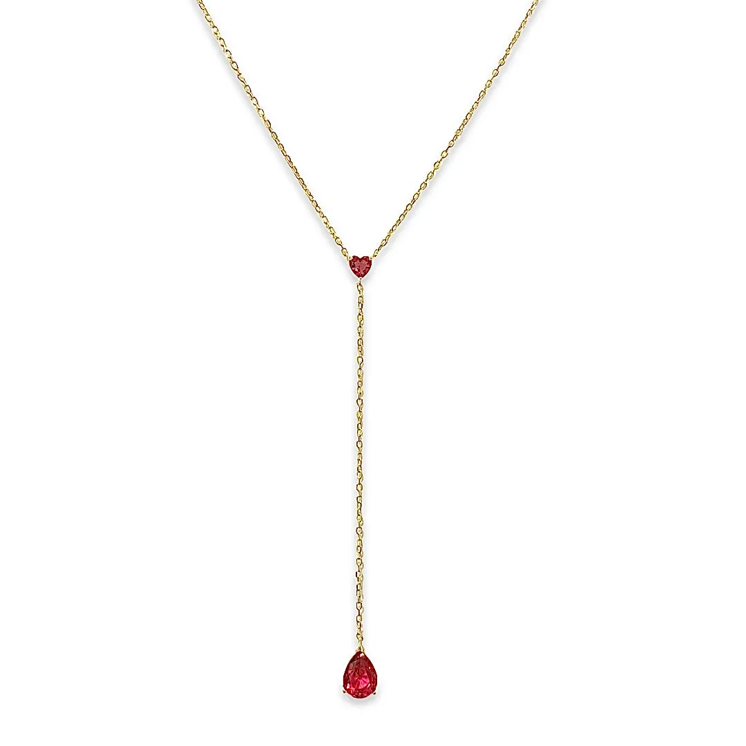 Laura Heart Teardrop Lariat Necklace