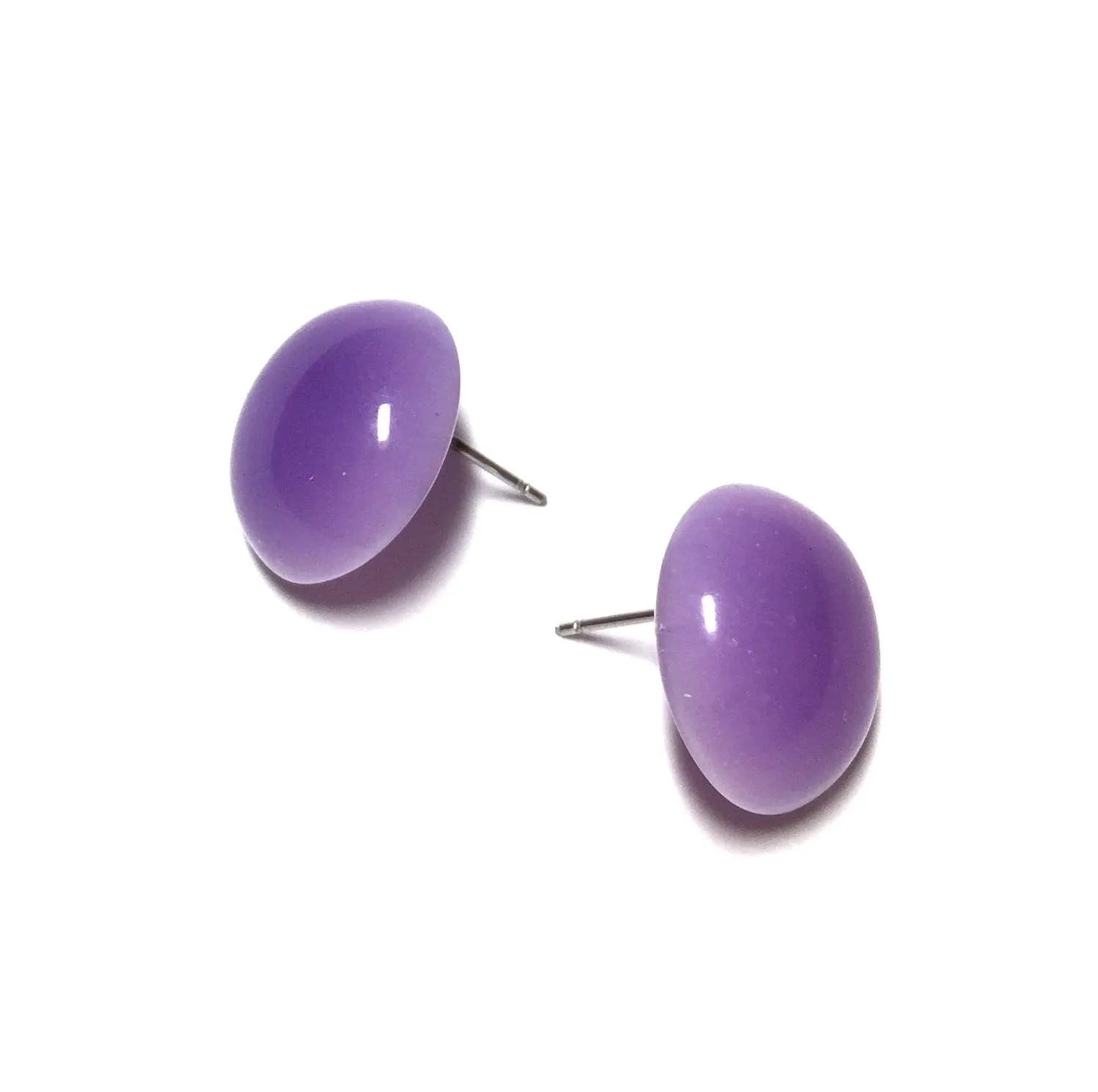 Lavender Moonglow Retro Button Stud Earrings