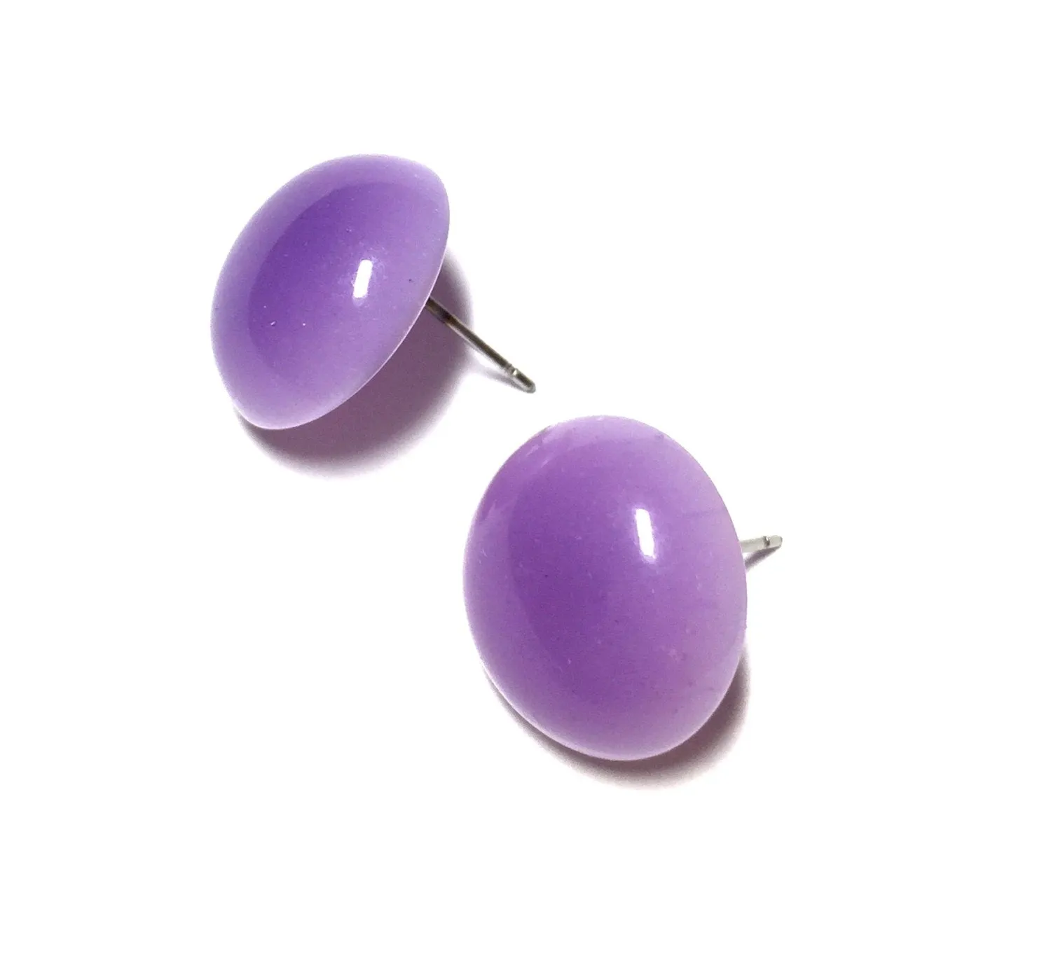 Lavender Moonglow Retro Button Stud Earrings