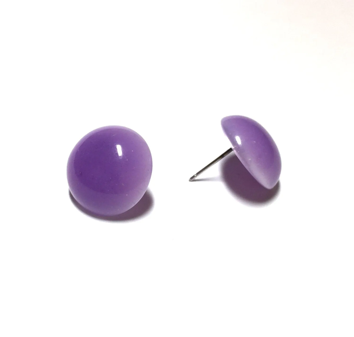 Lavender Moonglow Retro Button Stud Earrings