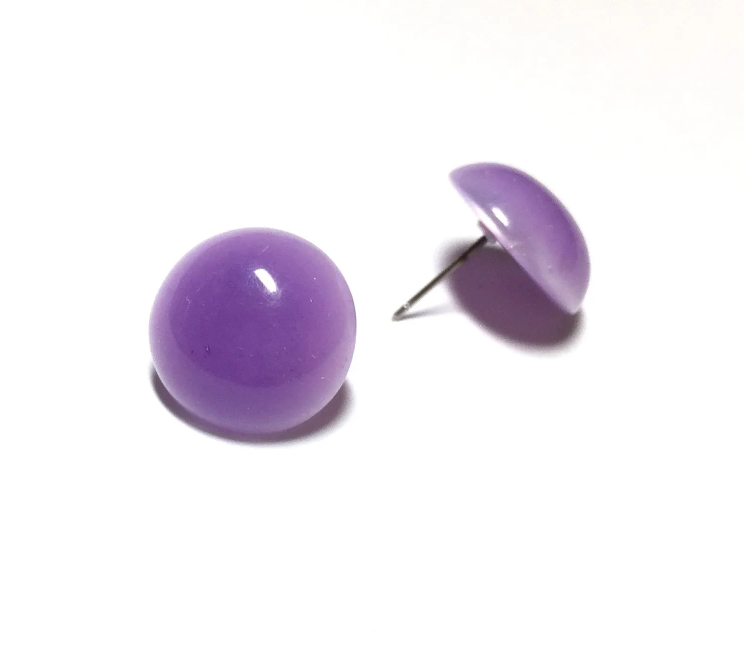 Lavender Moonglow Retro Button Stud Earrings