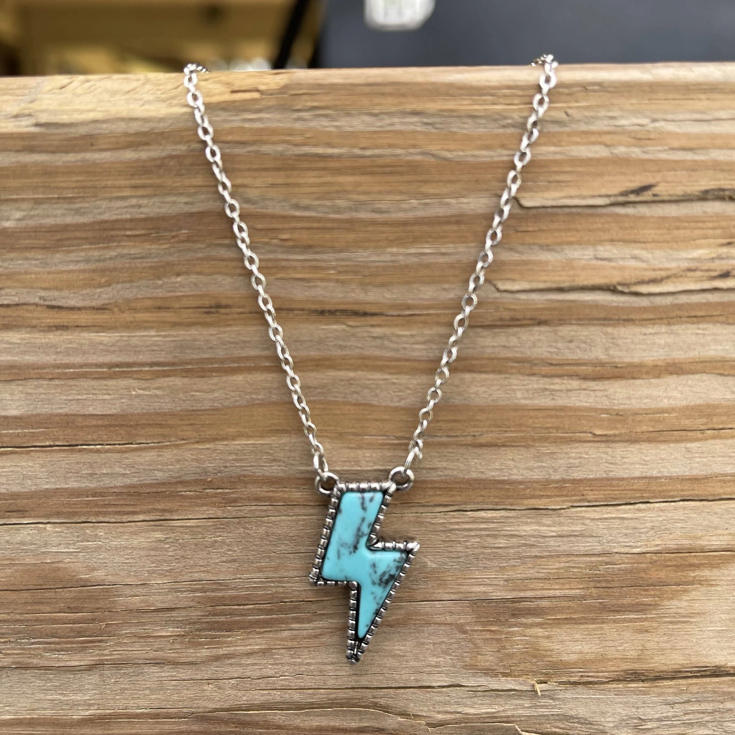 Lightning Bolt Turquoise Necklace