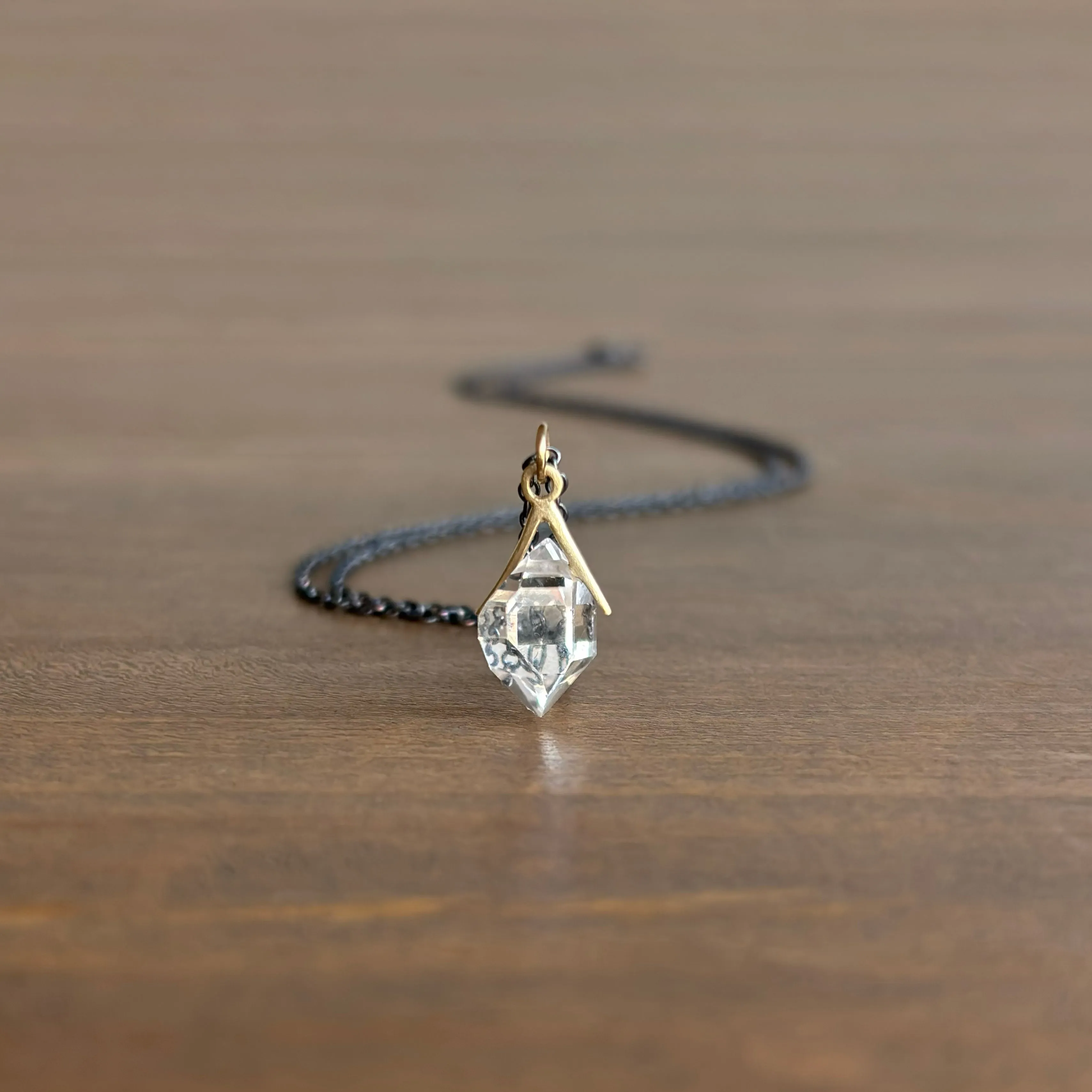 Little Black & Gold Sticks & Stones Herkimer Necklace