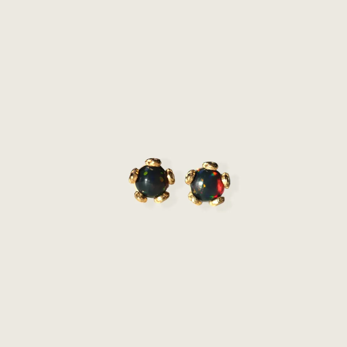 Little Gold Tiny Flower Studs (Black Opal)