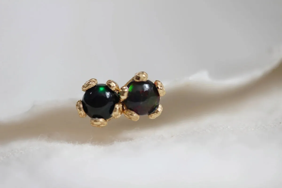 Little Gold Tiny Flower Studs (Black Opal)