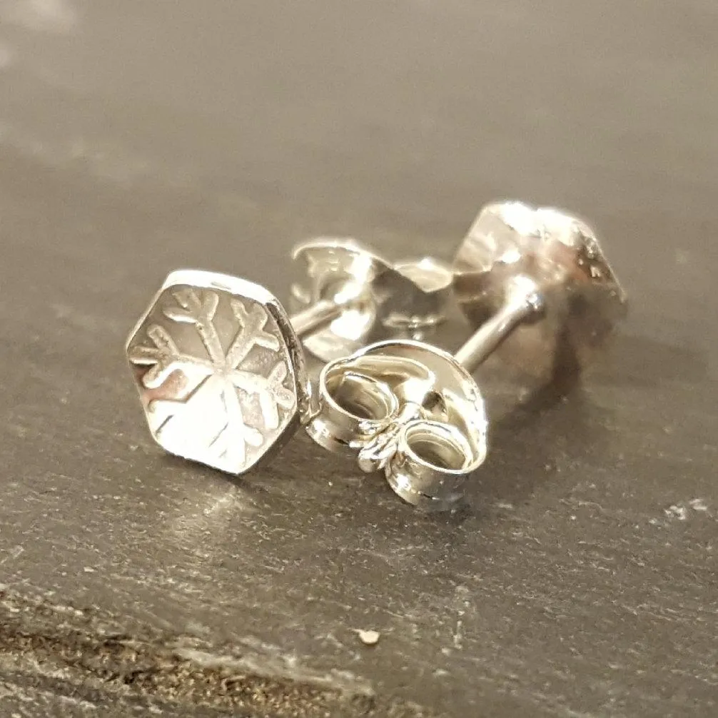 Little Snowflake or Flower Stud Earrings (3 pairs)