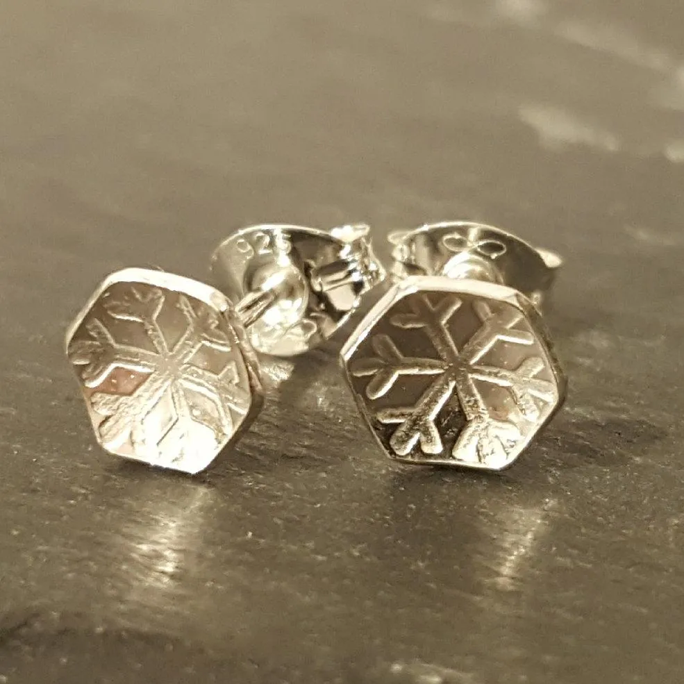 Little Snowflake or Flower Stud Earrings (3 pairs)