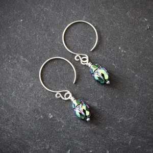 Little Swarovski Crystal Scarab Hoops