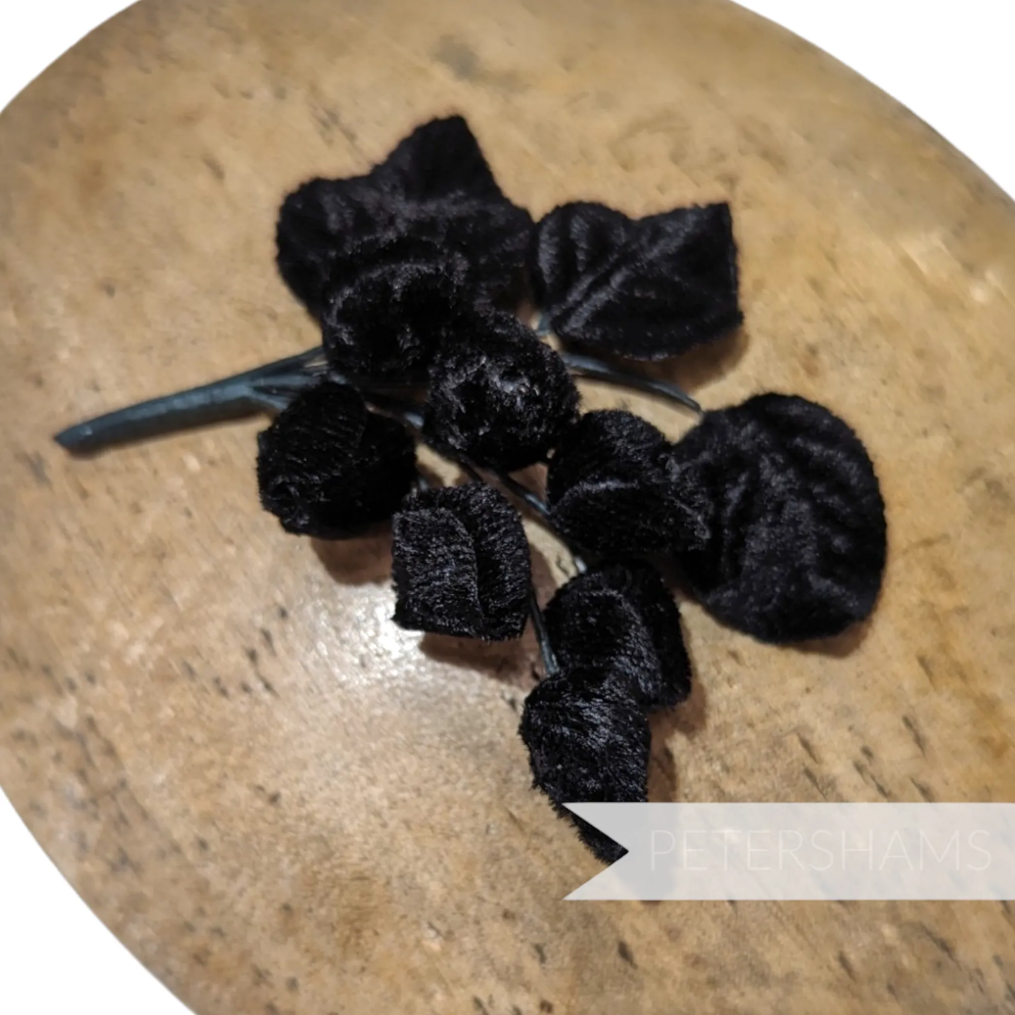 'Lorna' Small Black Velvet Bud Millinery Mount