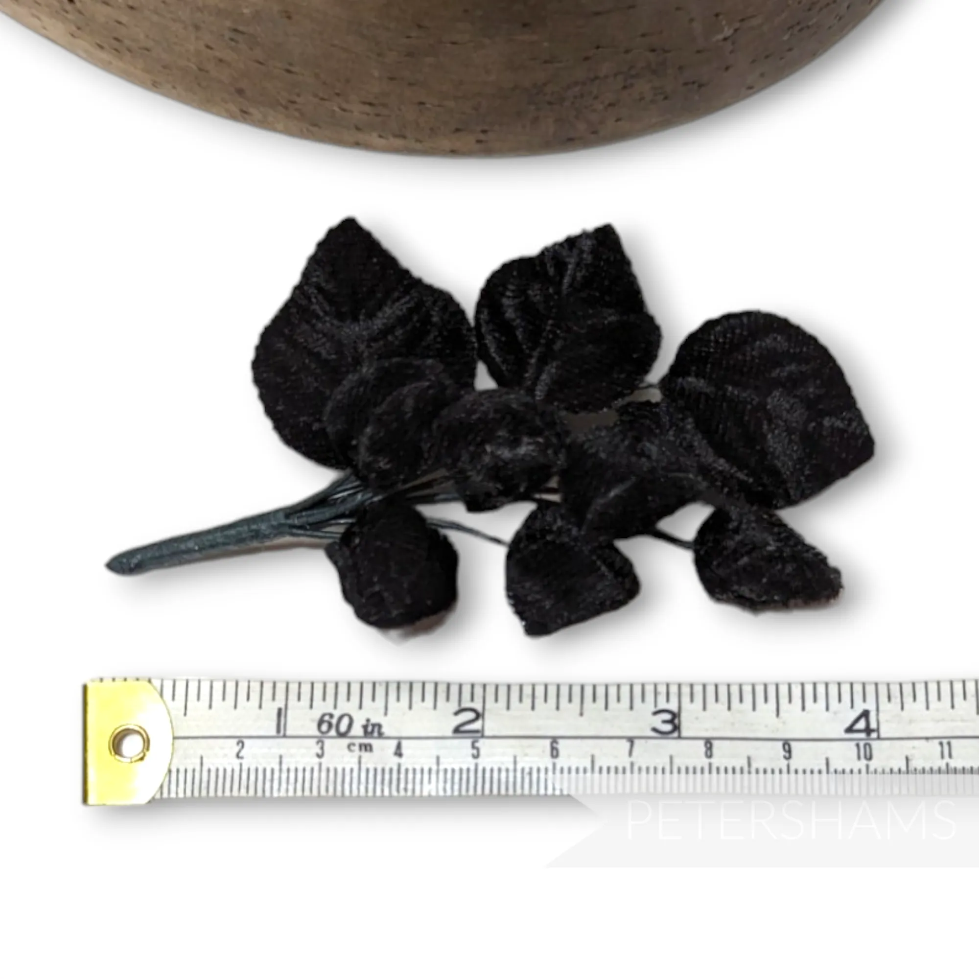 'Lorna' Small Black Velvet Bud Millinery Mount