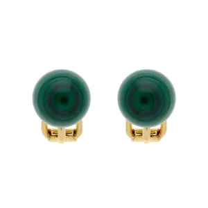 Malachite Stud Clip Earrings