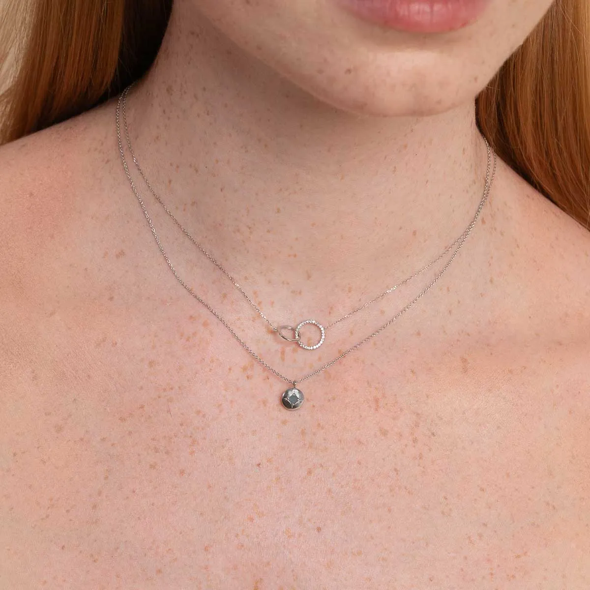 March Aquamarine Birthstone Necklace in Solid White Gold