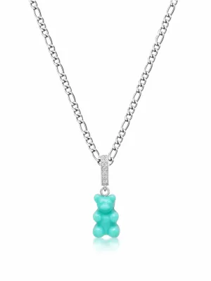 Men's Silver Necklace with Turquoise Gummy Bear