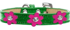 Metallic Flower Ice Cream Collar Emerald Green With Metallic Pink Flowers Size 20