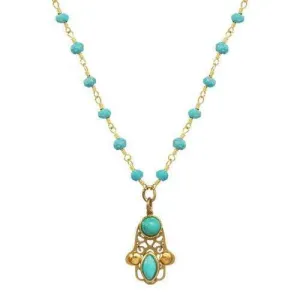 Michal Golan Small Turquoise Hamsa Necklace