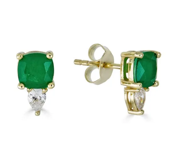 Mini Emerald Stud Earrings