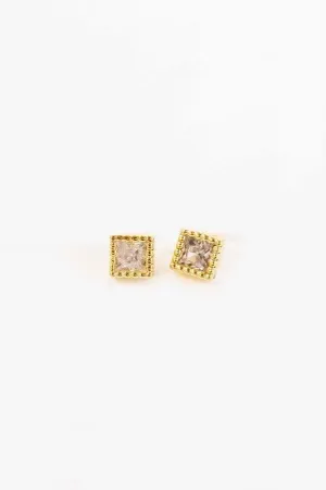 Mini Square Stone Stud Earrings