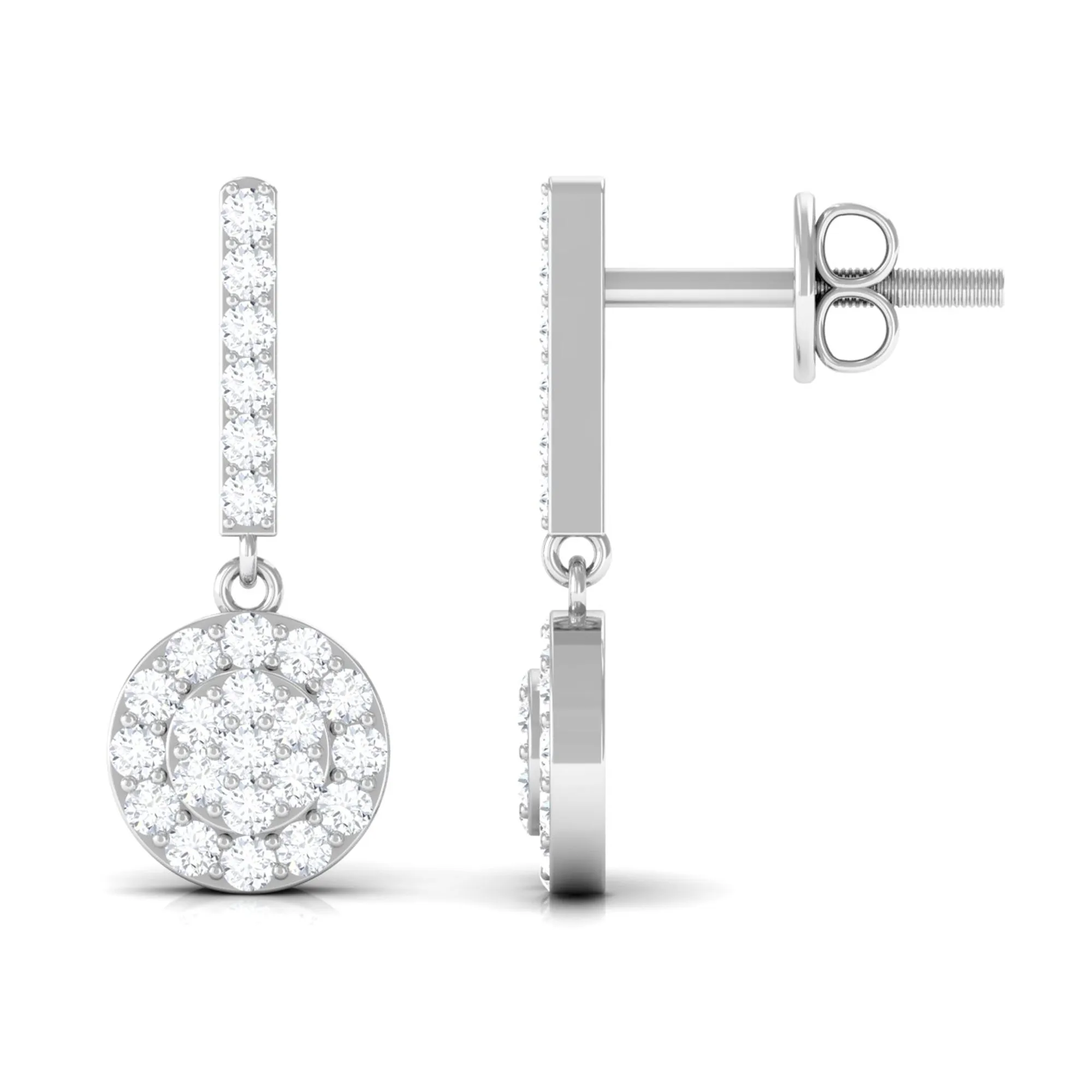 Minimal Moissanite Dangle Earrings in Pave Setting