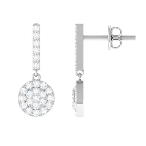 Minimal Moissanite Dangle Earrings in Pave Setting