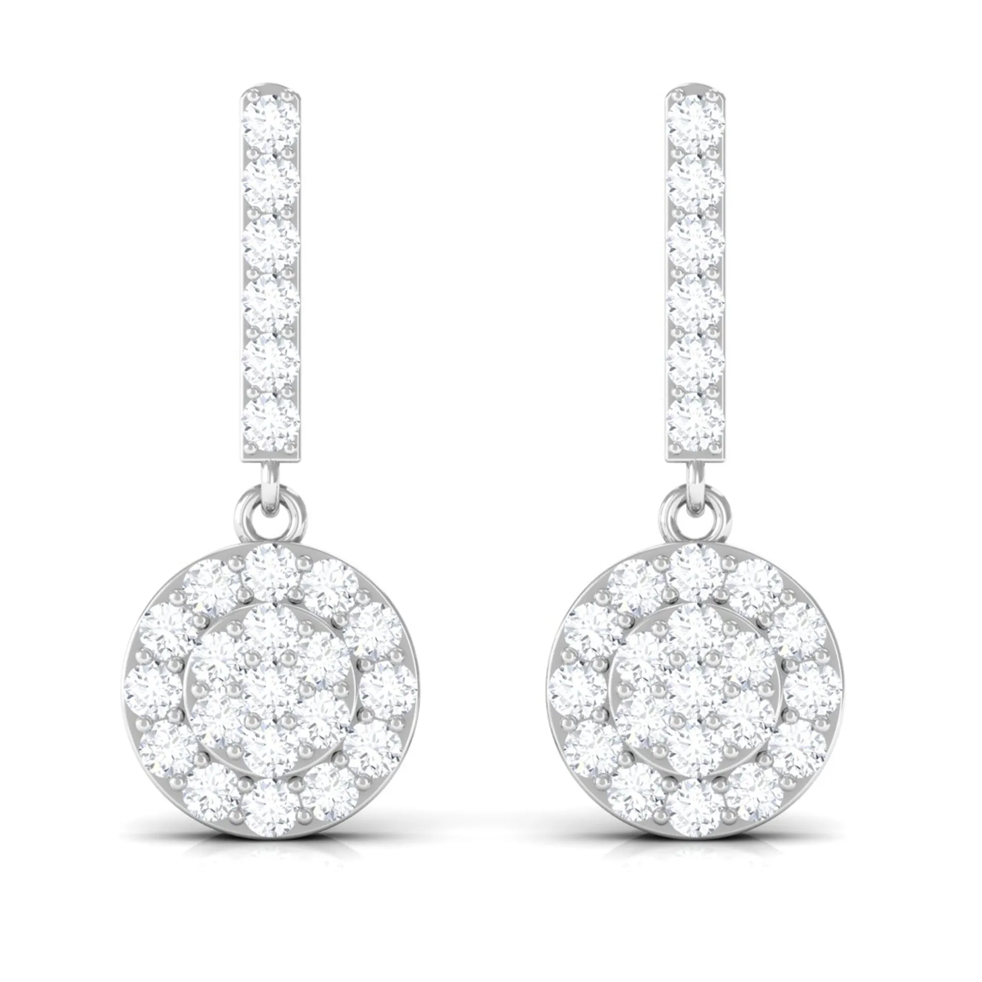 Minimal Moissanite Dangle Earrings in Pave Setting