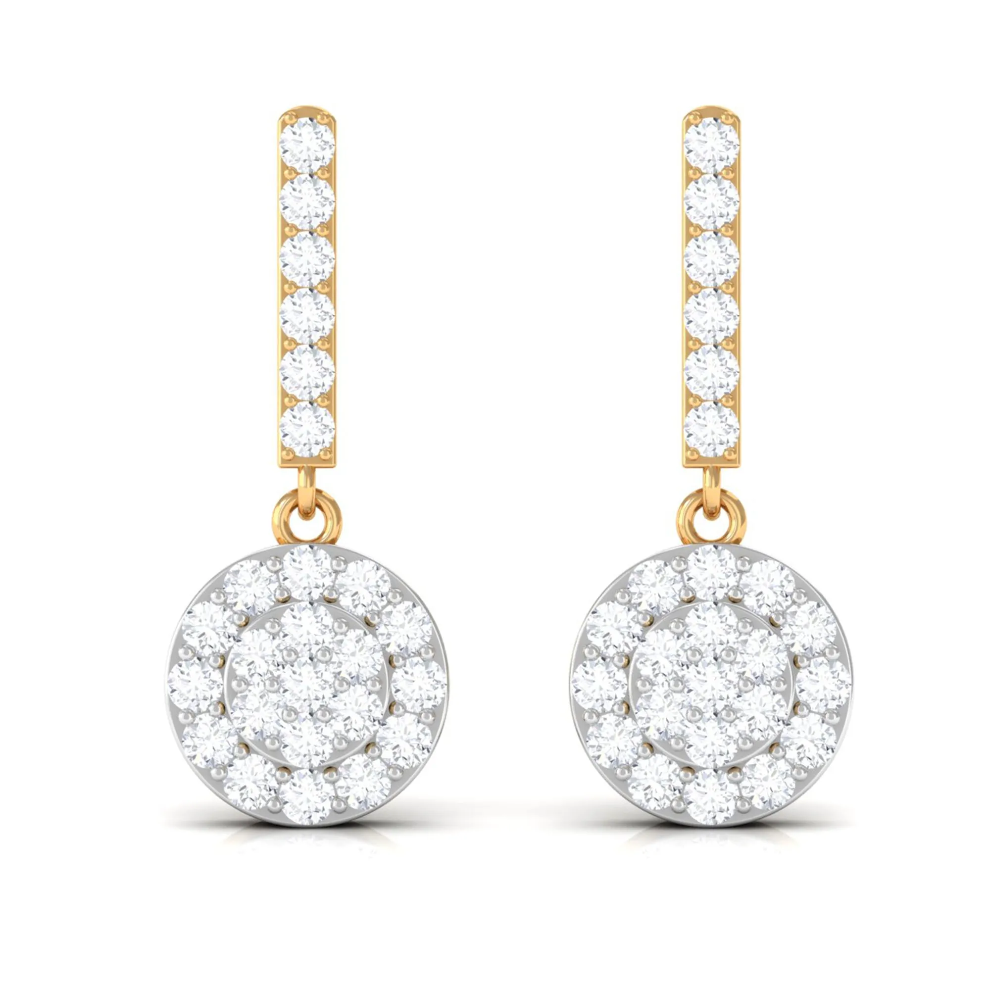 Minimal Moissanite Dangle Earrings in Pave Setting