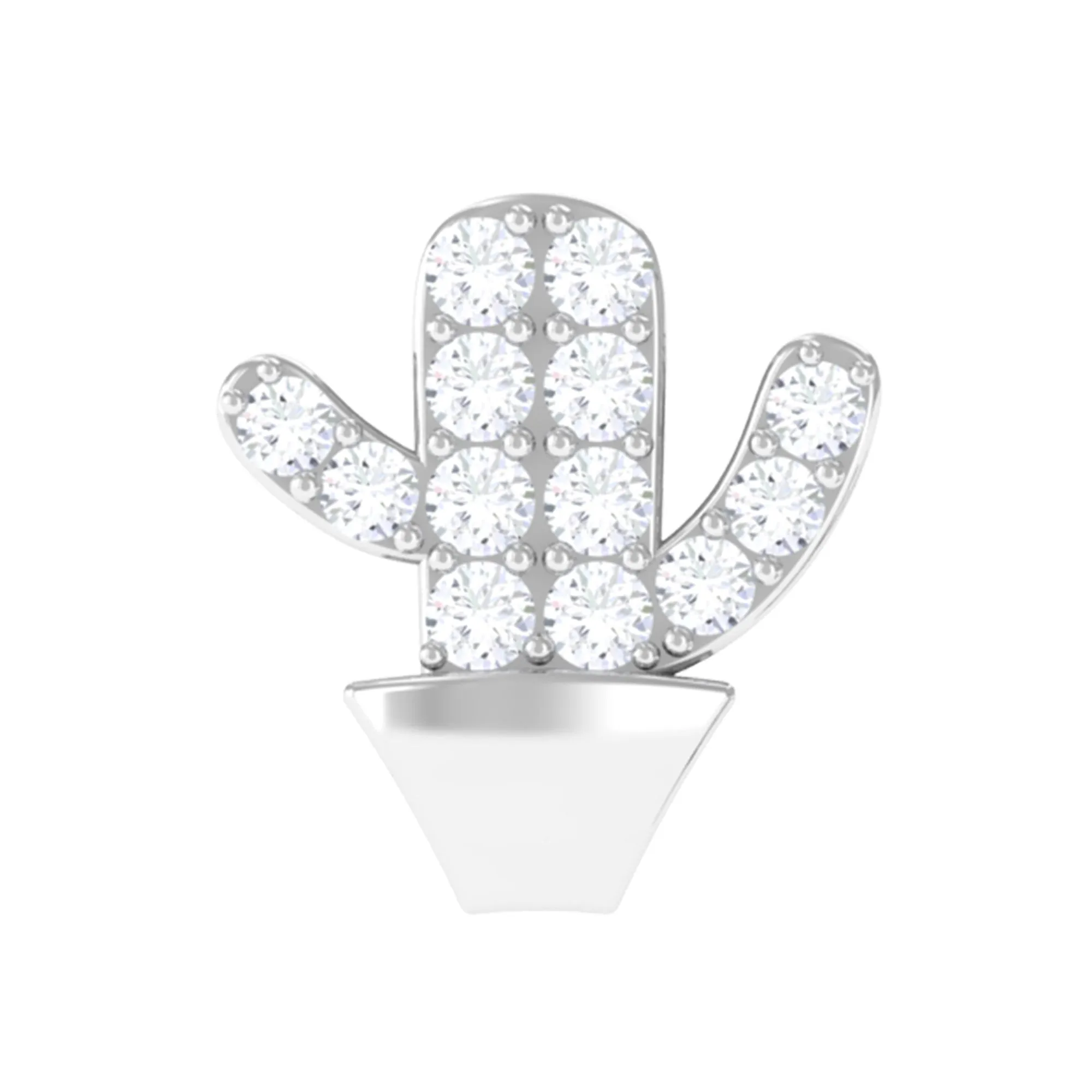 Moissanite Gold Cactus Earring for Cartilage Piercing