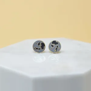 Moon Stud Earrings - Gold Plated