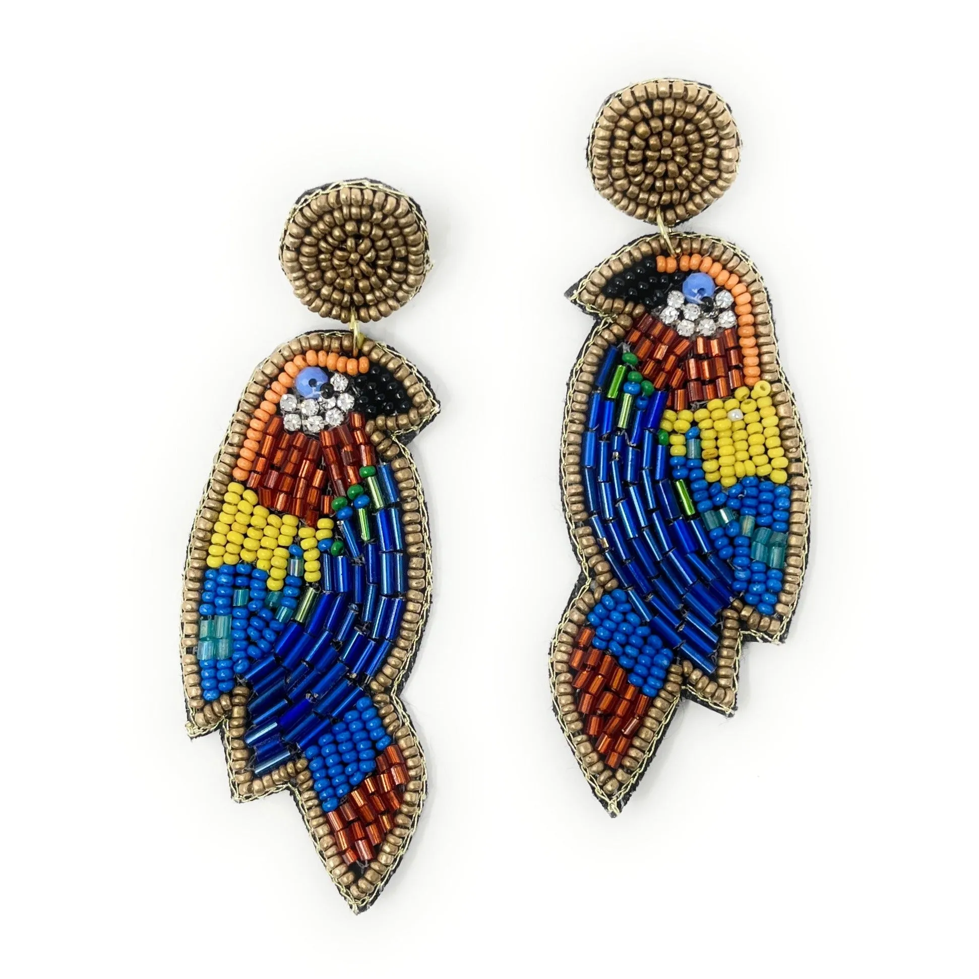 Multi Color Parrot Beaded Earrings