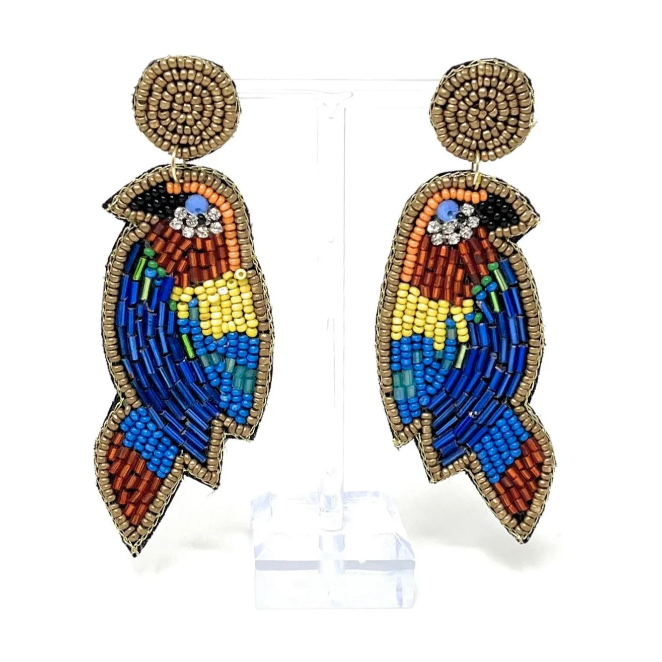 Multi Color Parrot Beaded Earrings