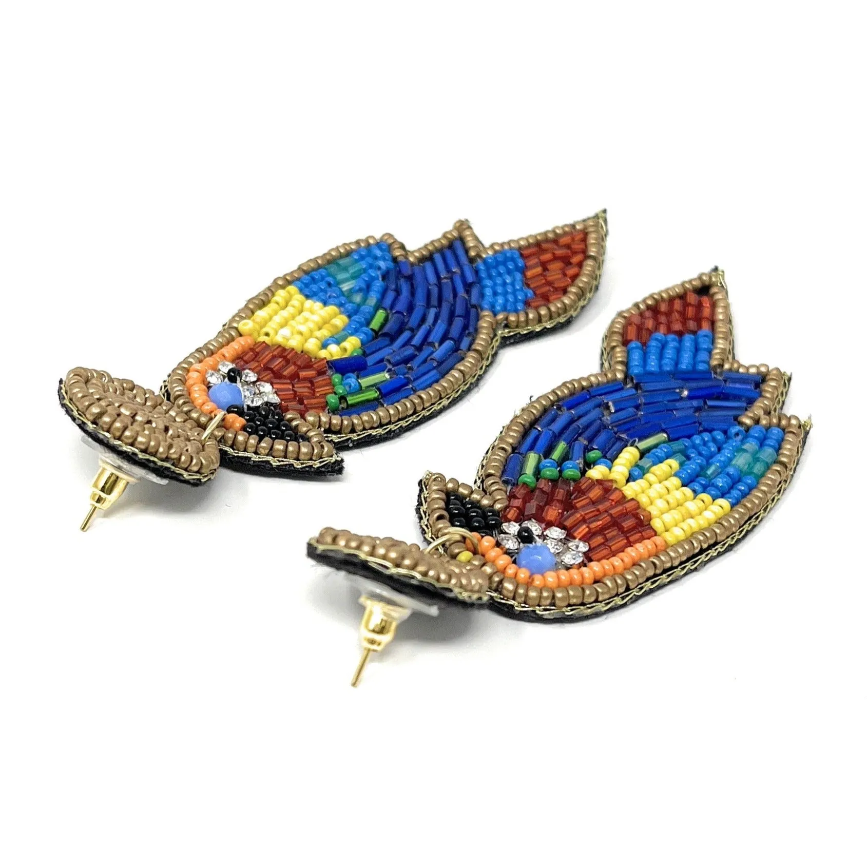 Multi Color Parrot Beaded Earrings