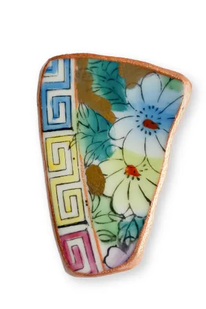 Multi Flower Recycled China Brooch