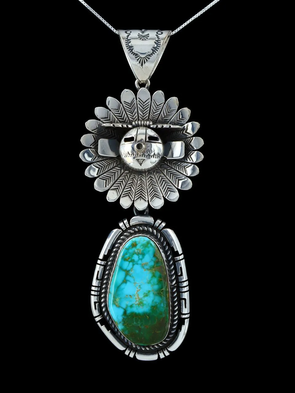 Native American Sterling Silver Royston Turquoise Kachina Pendant