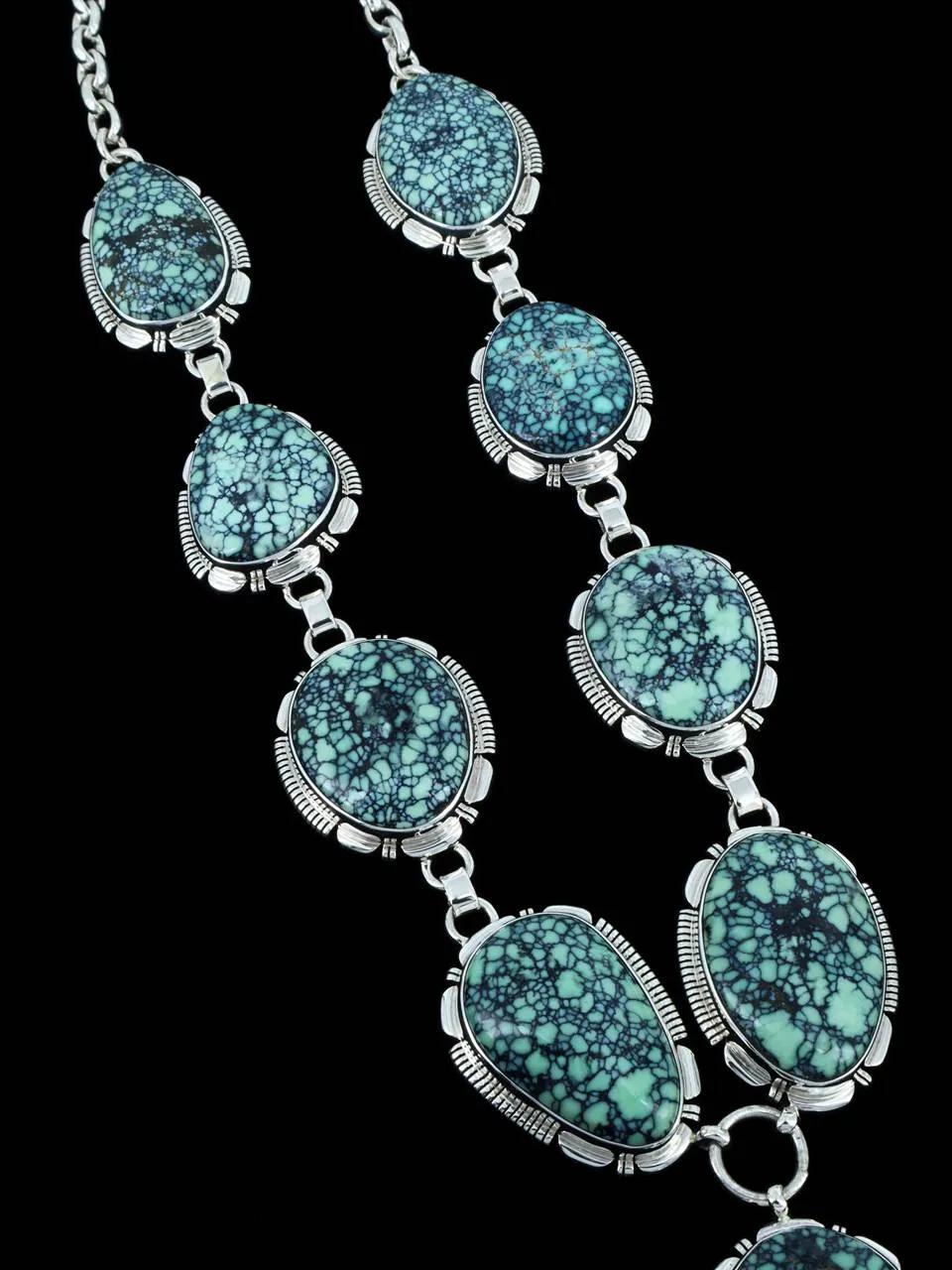 Navajo Angel Wing Variscite Sterling Silver Lariat Necklace