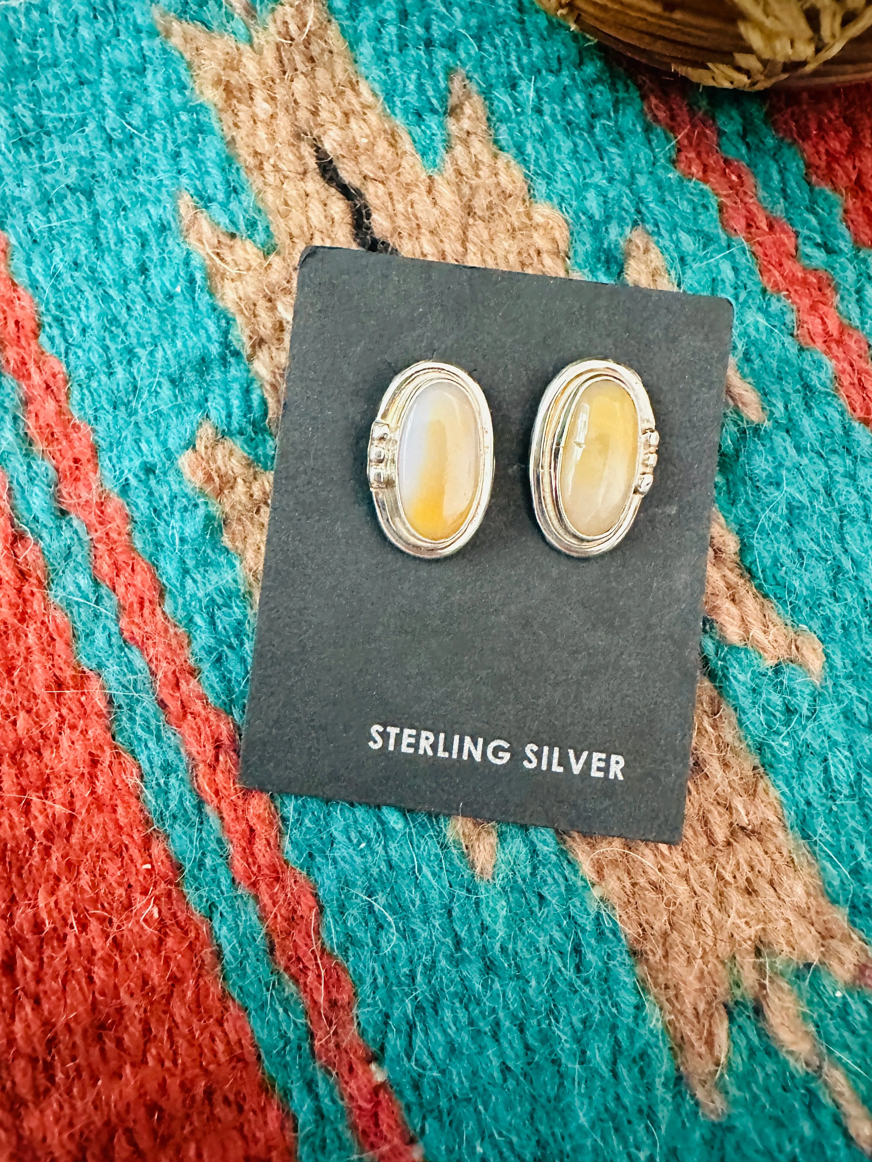 Navajo Mother of Pearl & Sterling Silver Stud Earrings