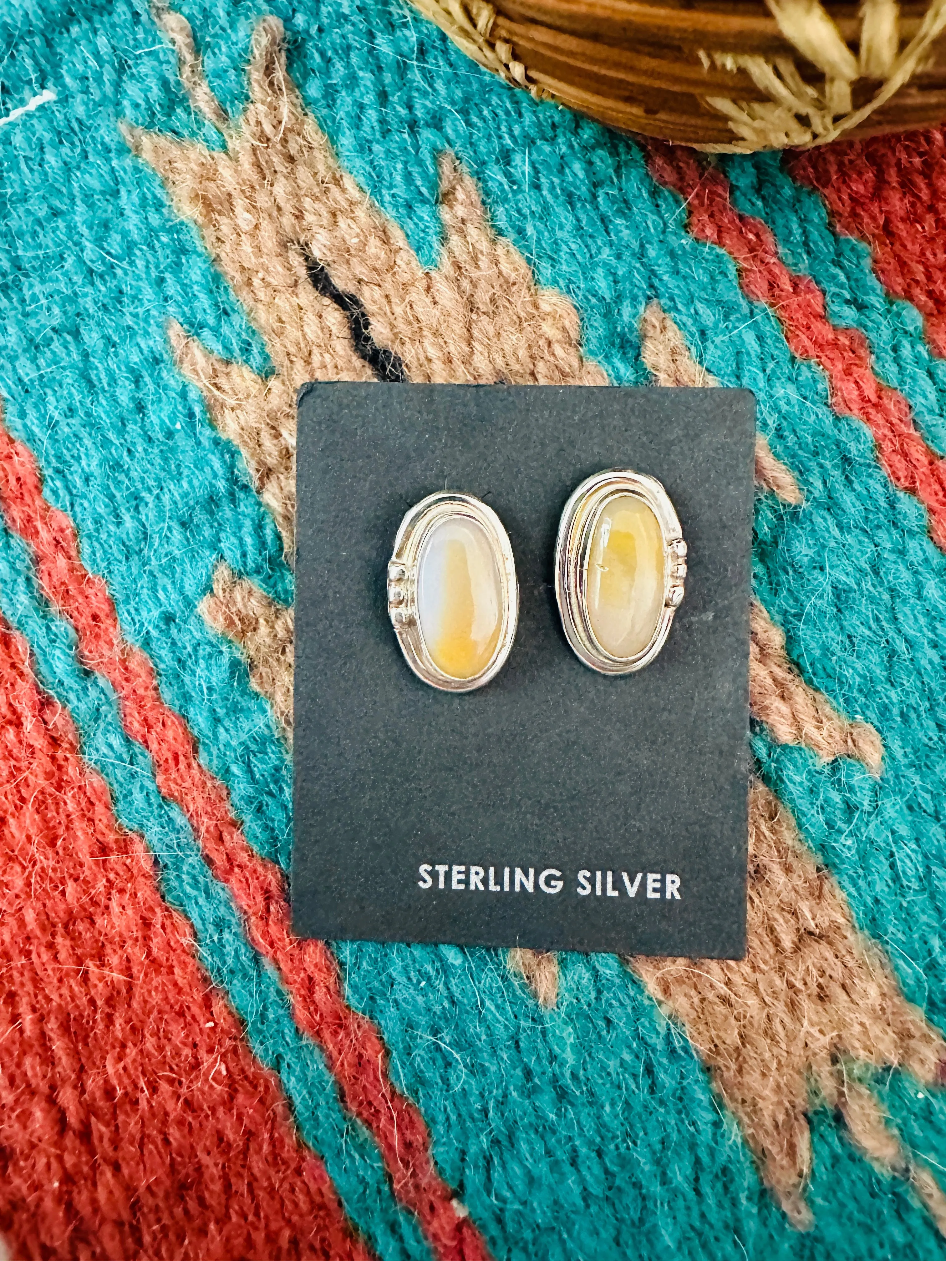 Navajo Mother of Pearl & Sterling Silver Stud Earrings