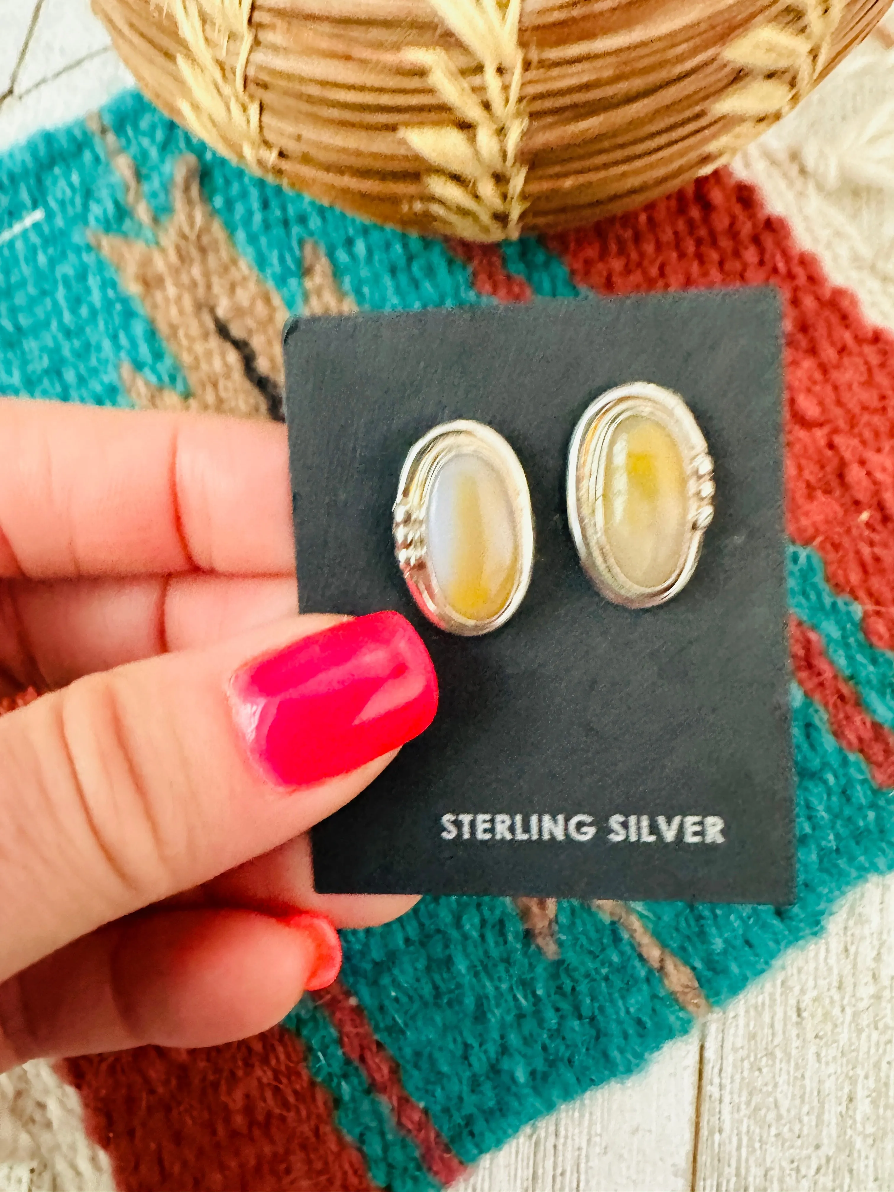 Navajo Mother of Pearl & Sterling Silver Stud Earrings