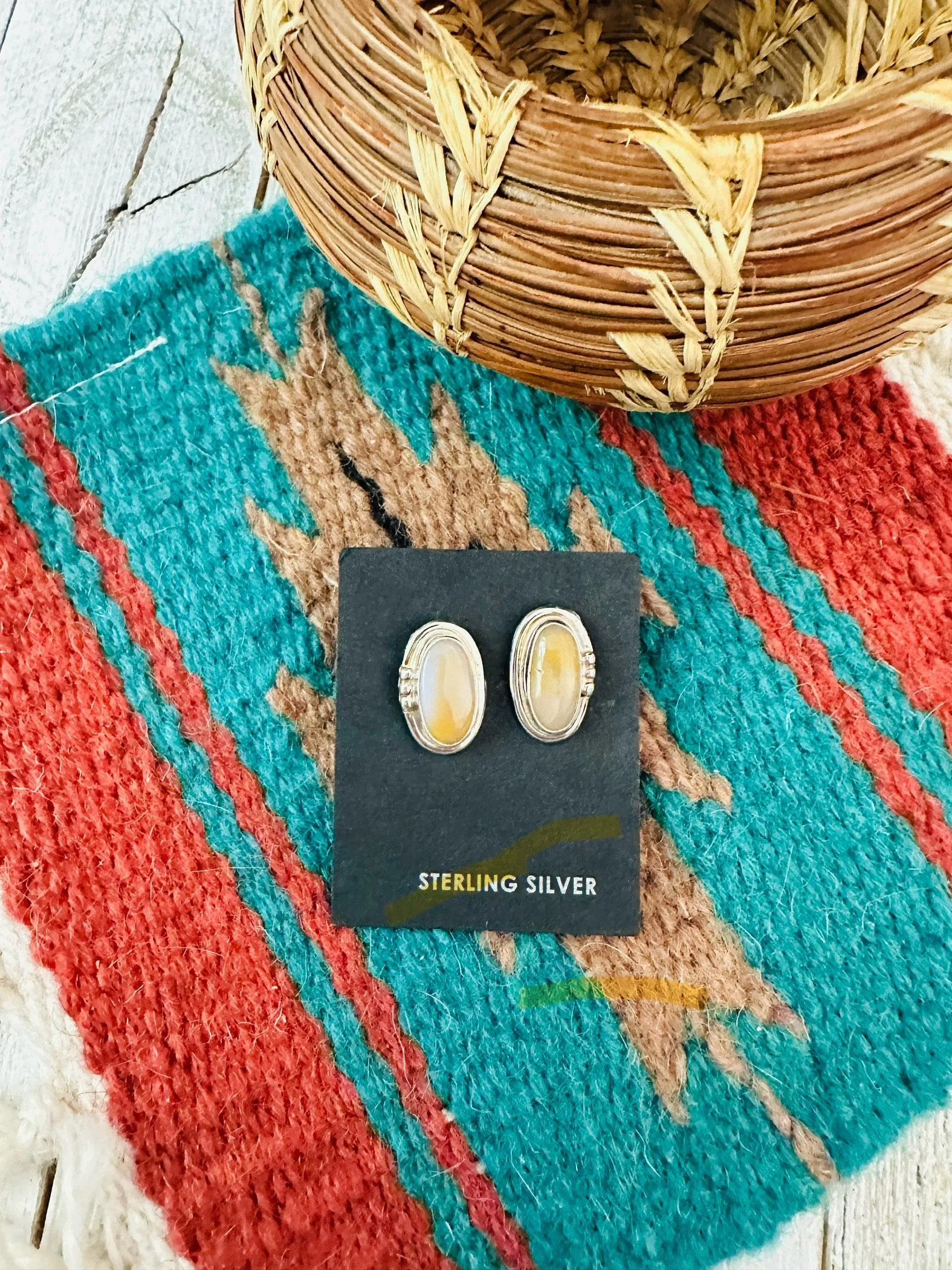 Navajo Mother of Pearl & Sterling Silver Stud Earrings