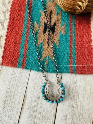 Navajo Turquoise & Sterling Silver Horseshoe Necklace