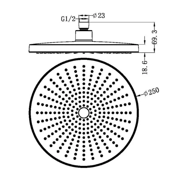 Nero Opal 250mm Shower Head Matte Black