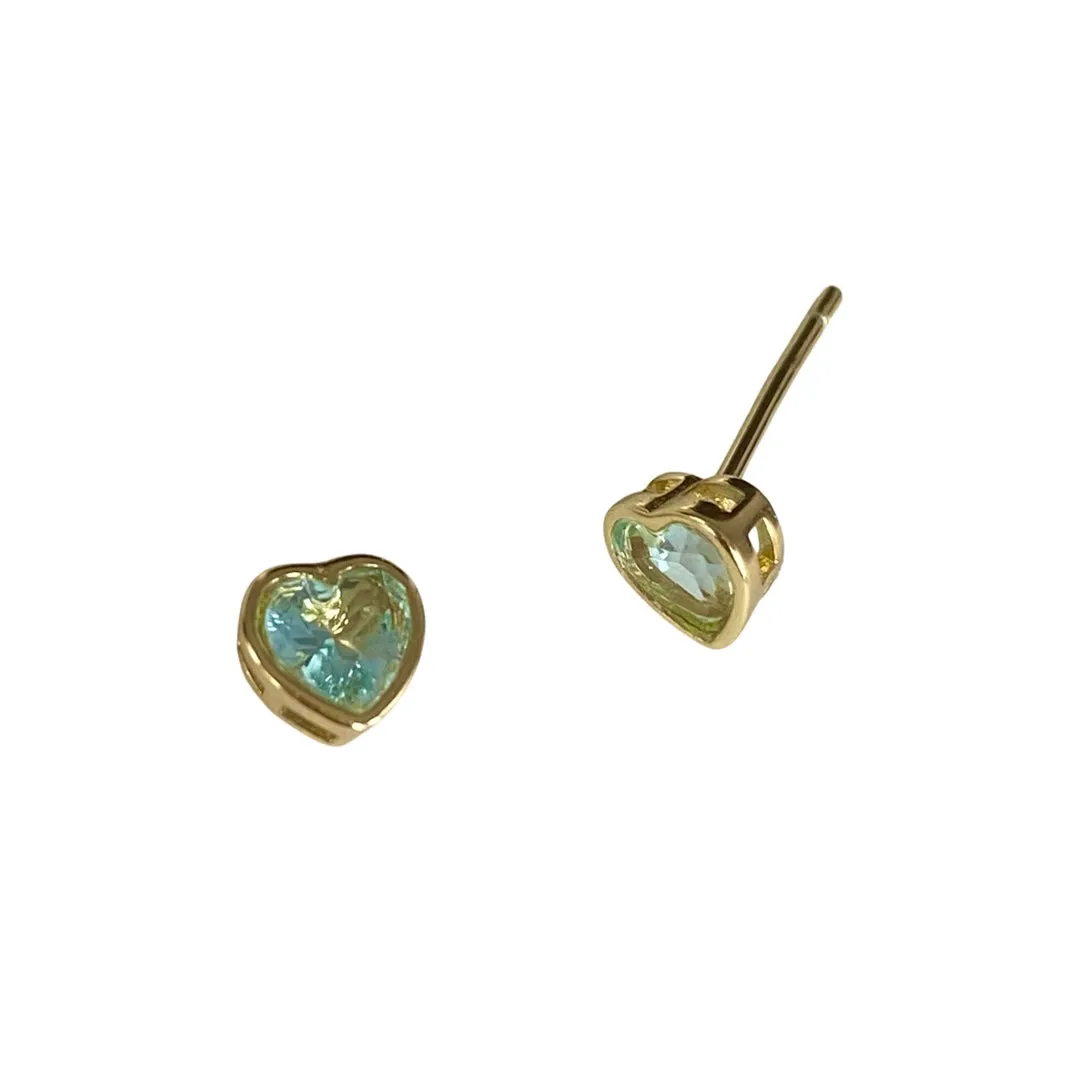 Noellery Amy Heart Bezel Birthstone Earrings