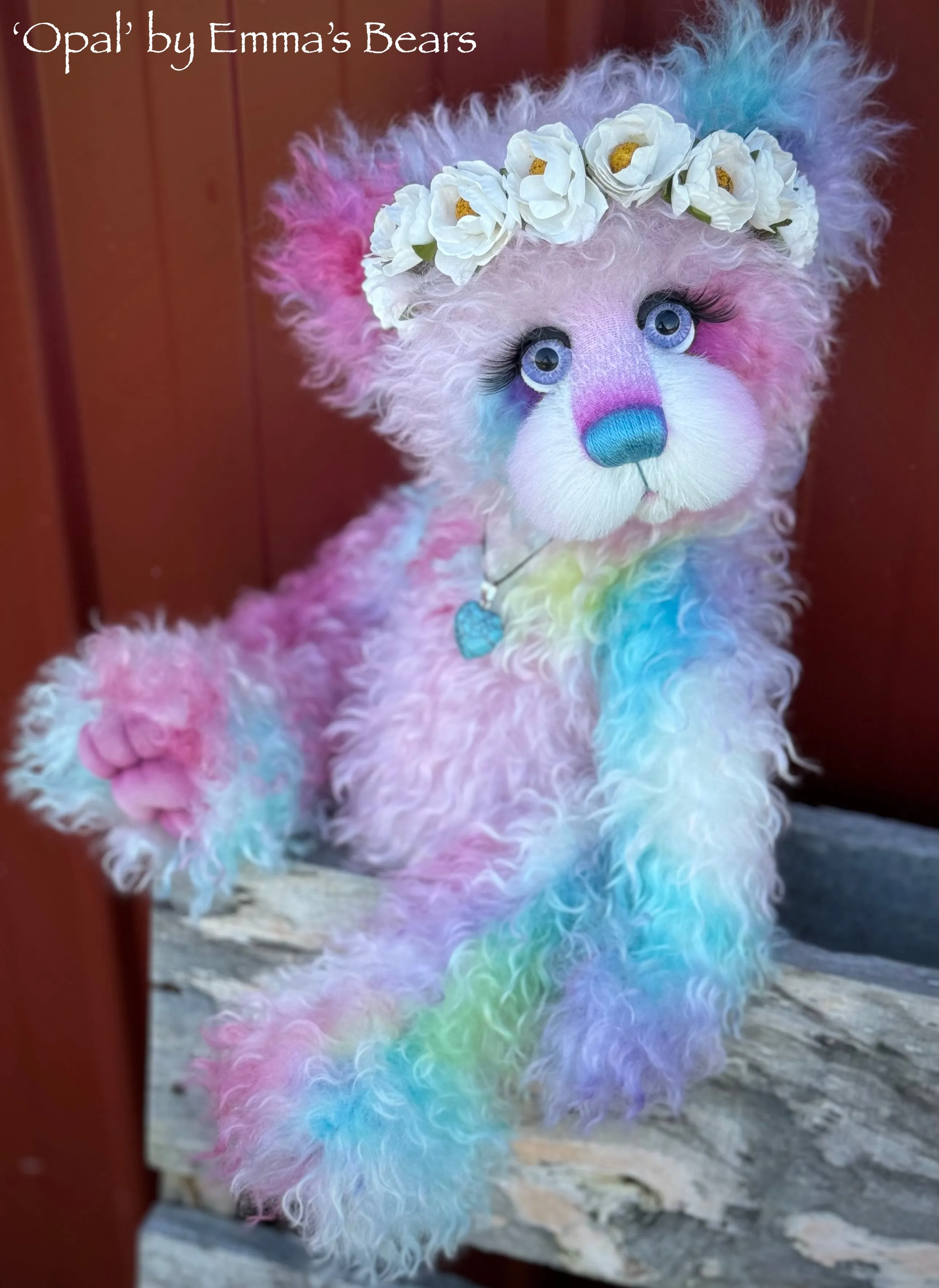 Opal - 16" Hand-dyed Curlylocks Mohair Artist Bear by Emma's Bears - OOAK