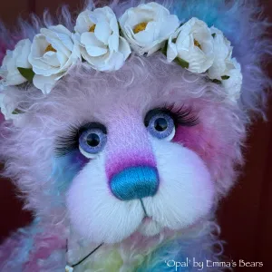 Opal - 16" Hand-dyed Curlylocks Mohair Artist Bear by Emma's Bears - OOAK