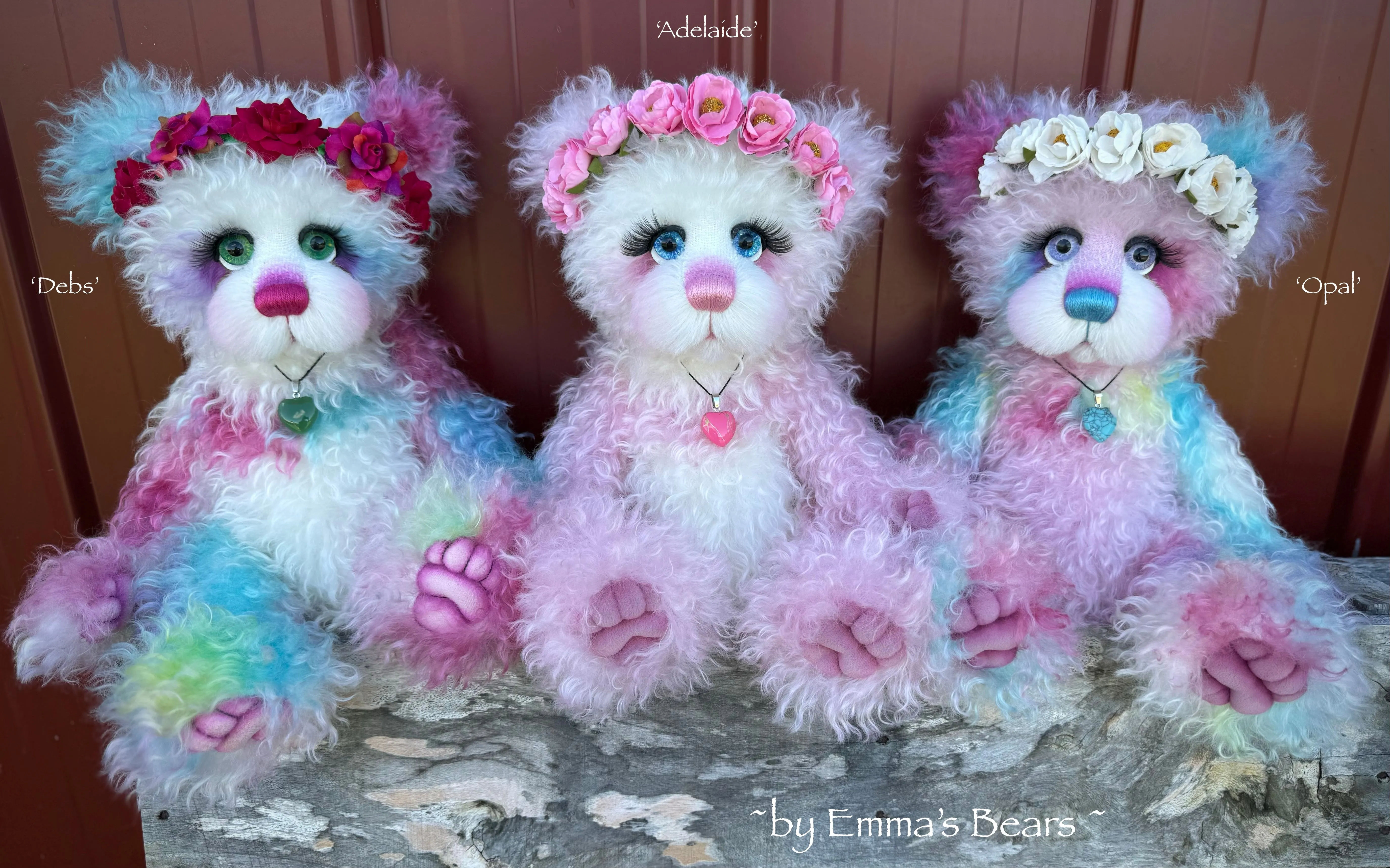 Opal - 16" Hand-dyed Curlylocks Mohair Artist Bear by Emma's Bears - OOAK