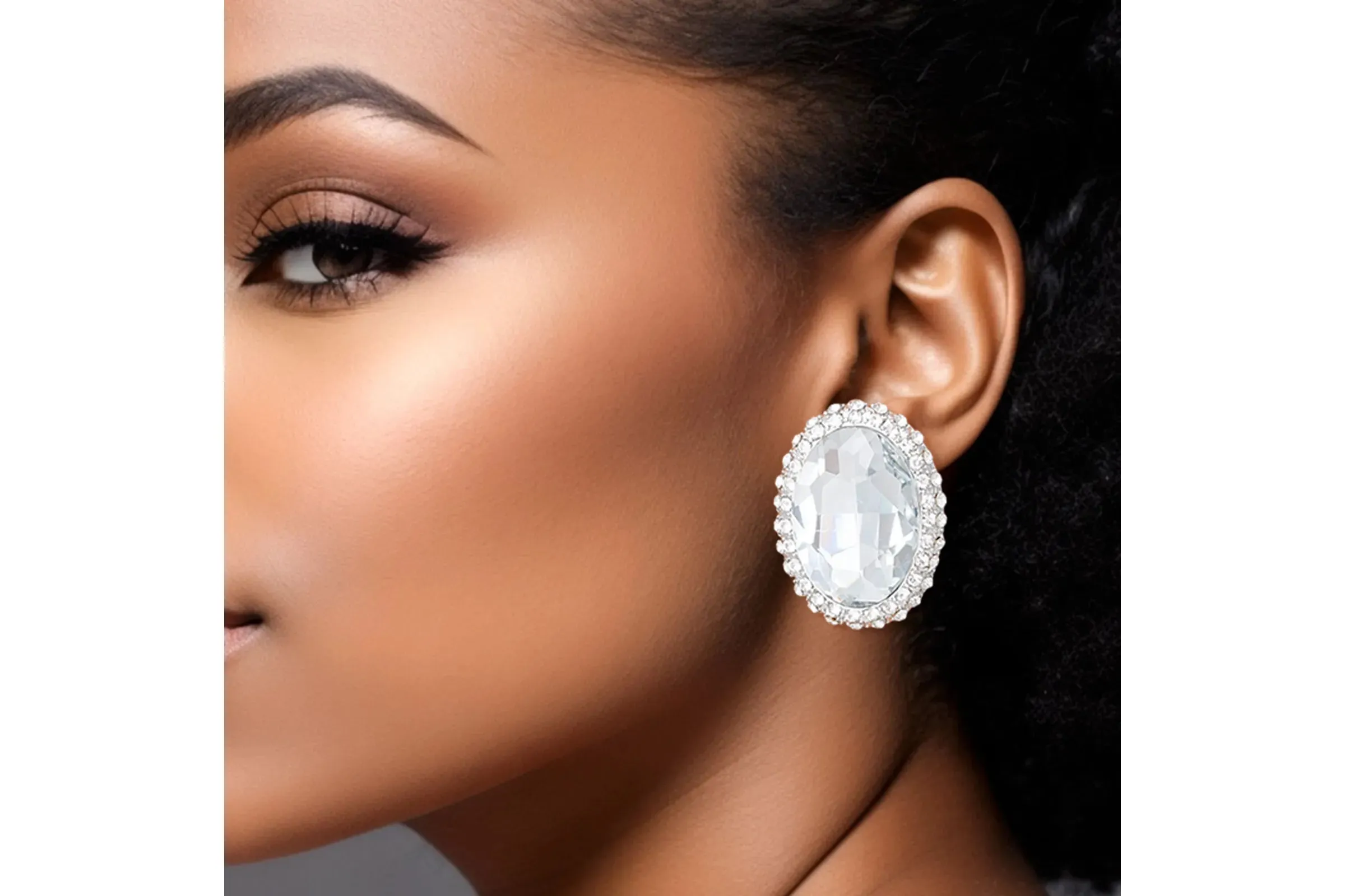 Oval Halo Studs Earrings