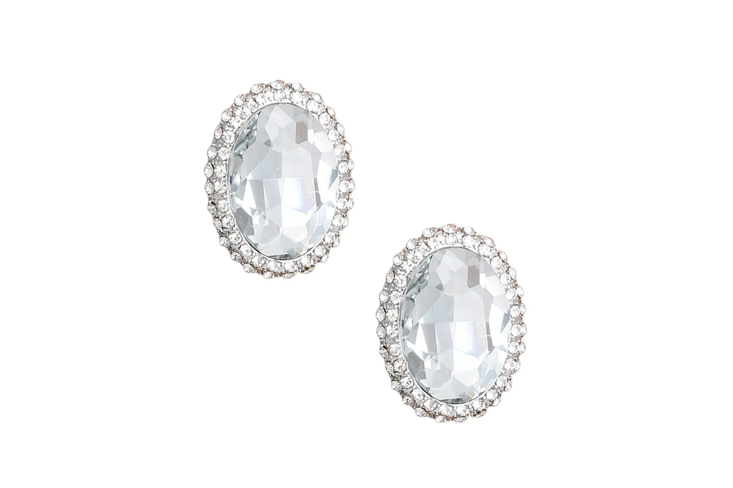 Oval Halo Studs Earrings