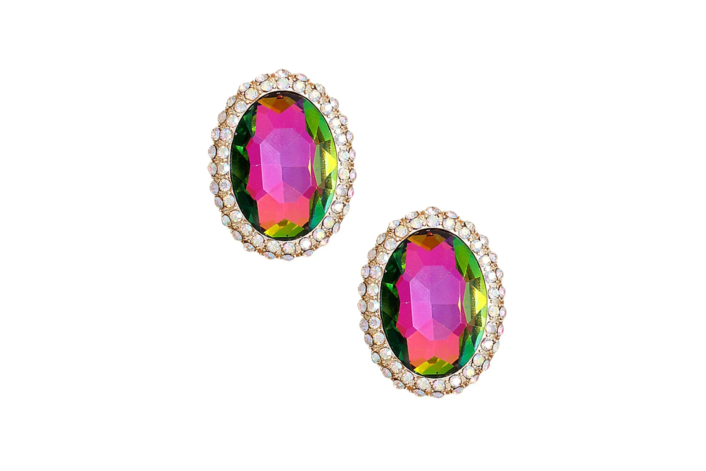 Oval Halo Studs Earrings