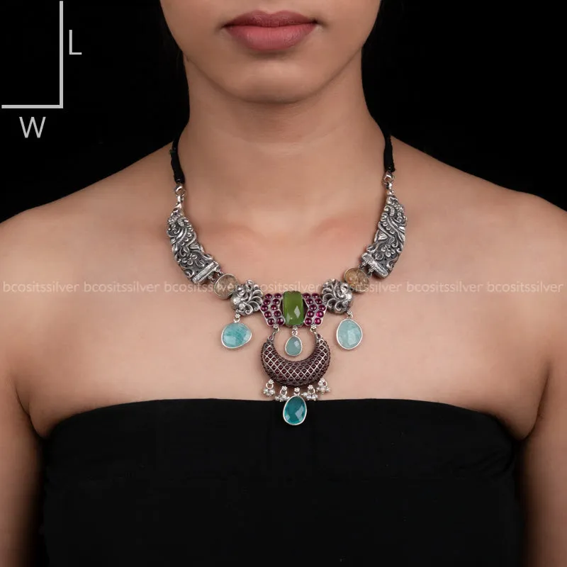 OXIDIZED NAKASH KANTE NECKPIECE - 5677