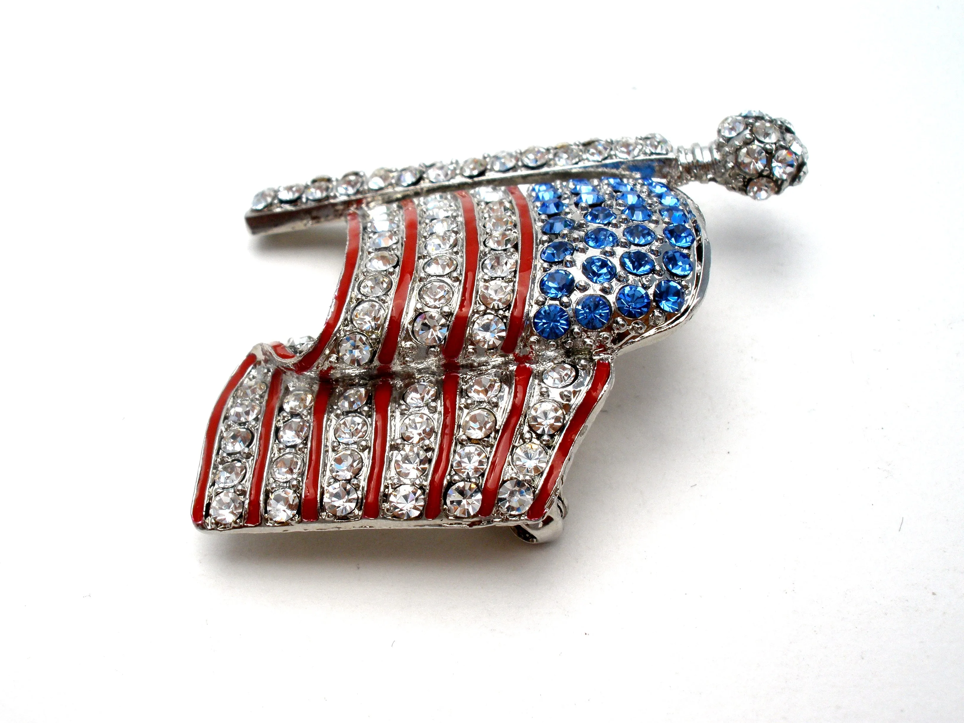 Patiotic Waving Flag Brooch Pin Vintage