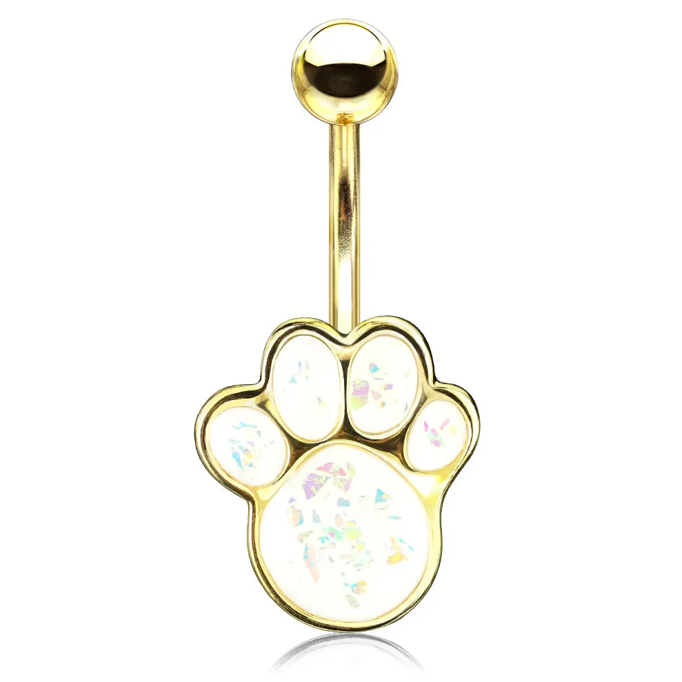 Paw Pals Opal Belly Bar with Gold Plating